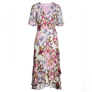Adelyn Rae Abbi Mixed‎ Floral Wrap Dress Small